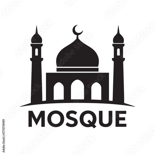 black and white mosque logo vector