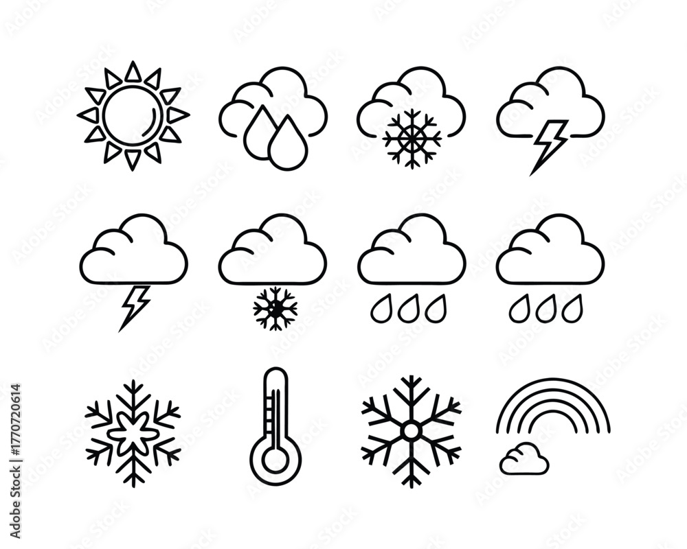 Obraz premium Weather & Climate Icon Set