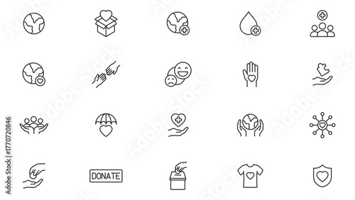 Healthcare donation icon collection vector design illustration template in trendy style with editable stroke
