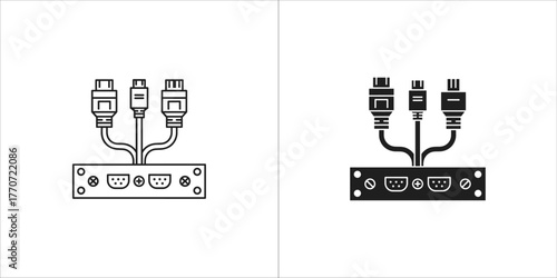 Illustration of a video switch box with multiple ports