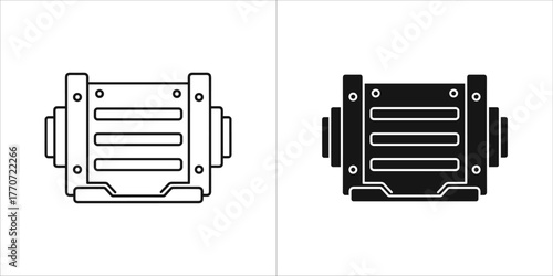Outline and glyph icon of a junction box for your project needs