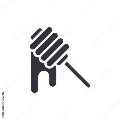 Honey Dipper With Dripping Product Solid Vector Illustration
