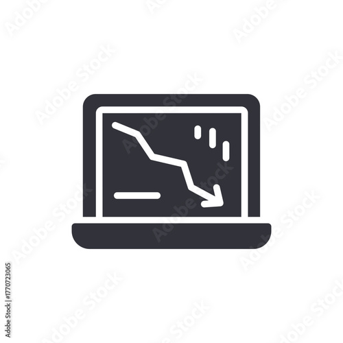 Laptop Screen Showing A Downward Trend Chart Icon