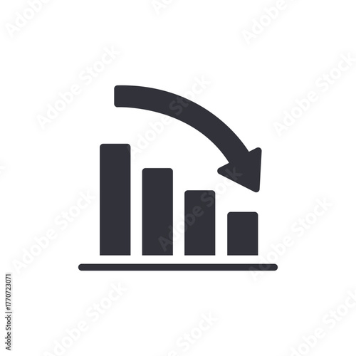 Decreasing Bar Chart Graphic With Curved Arrow Icon