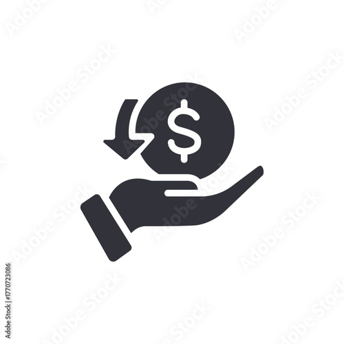 Financial Rebate on Palm Solid Vector Finance Icon Design