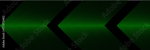 Green neon glowing arrows technology abstract background. Futuristic laser graphic vector design