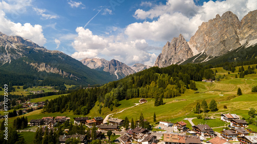 Wallpaper Mural Village meadows below Dolomite escarpments Torontodigital.ca