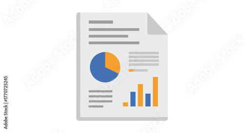 Report with pie chart and bar graph on a white background.