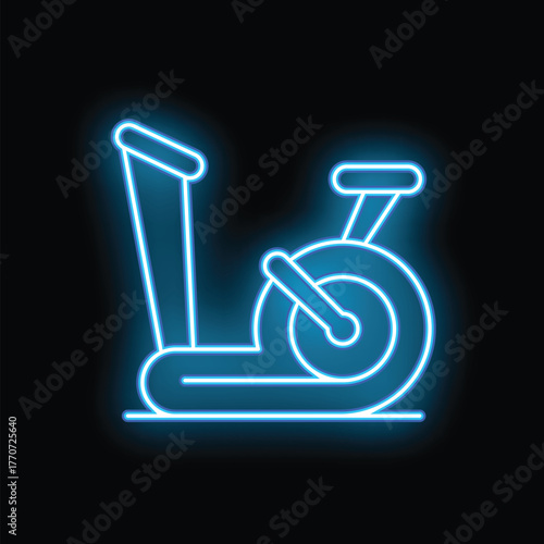 Neon sign depicting a stationary bicycle, representing fitness and exercise