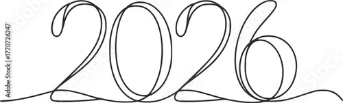Elegant script numbers representing the year minimalist