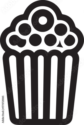 Minimal Vector Silhouette Popcorn Logo Design Icon – Modern Snack Symbol for Cinema, Movie Theater, Food Brand, Cafe, Entertainment Business