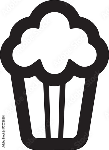 Minimal Vector Silhouette Popcorn Logo Design Icon – Modern Snack Symbol for Cinema, Movie Theater, Food Brand, Cafe, Entertainment Business