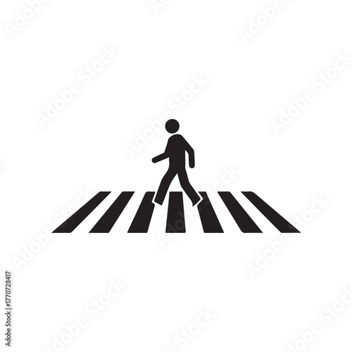 Pedestrian crosswalk icon template color editable, Street crossing symbol vector sign isolated on white background, Simple logo vector illustration for graphic and web design.
