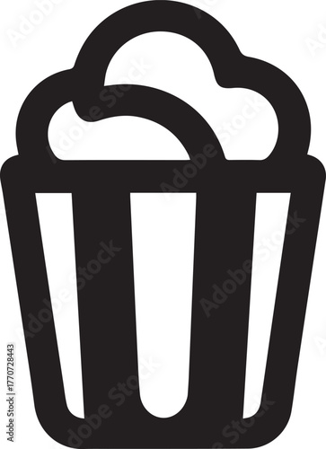 Minimal Vector Silhouette Popcorn Logo Design Icon – Modern Snack Symbol for Cinema, Movie Theater, Food Brand, Cafe, Entertainment Business