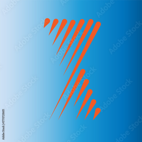 Vibrant orange abstract design on gradient blue background for modern and artistic projects, perfect for digital art