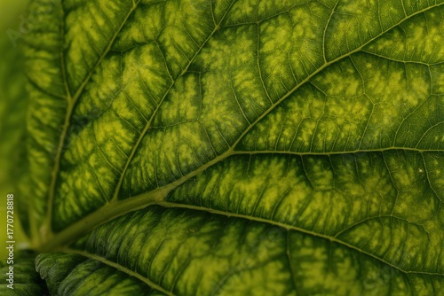 Close up Green Leaf Veins Detail Macro Shot