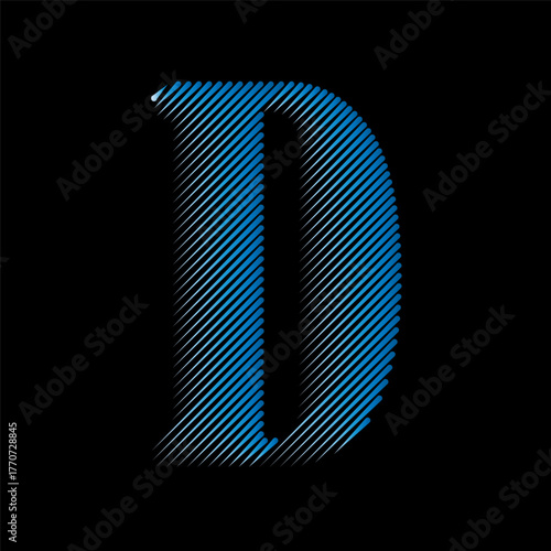 Stylized letter d with blue diagonal lines against a, modern and eyecatching
