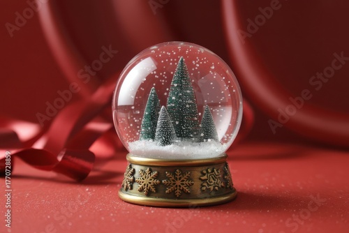 Snow Globe with Miniature Trees Winter Season Decoration Ornament