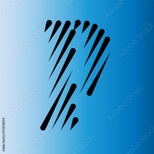 Abstract black graphic design element on blue gradient background for decoration and creative concept