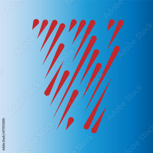 Dynamic red abstract design on gradient blue background for modern and artistic projects, perfect for digital art