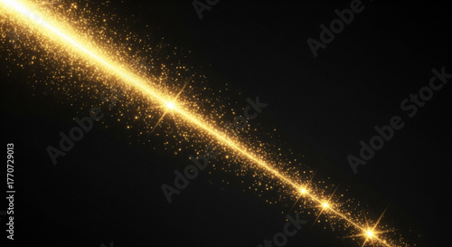 Elegant black and gold glowing background with diagonal light sparkles — premium design template