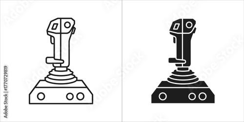 Joystick vector icon in black and white, a simple design