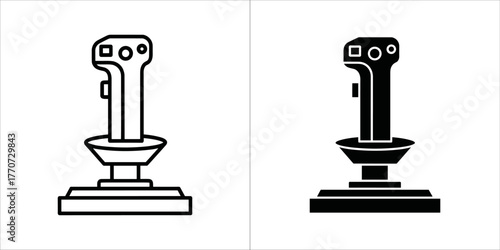 Joystick icon in outline and glyph style for game design