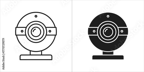 Black and white webcam icon for video conferencing use