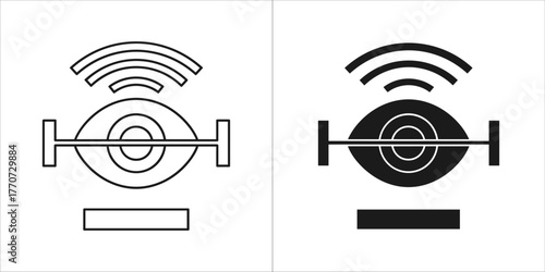 Black and white eye sensor icon for security system