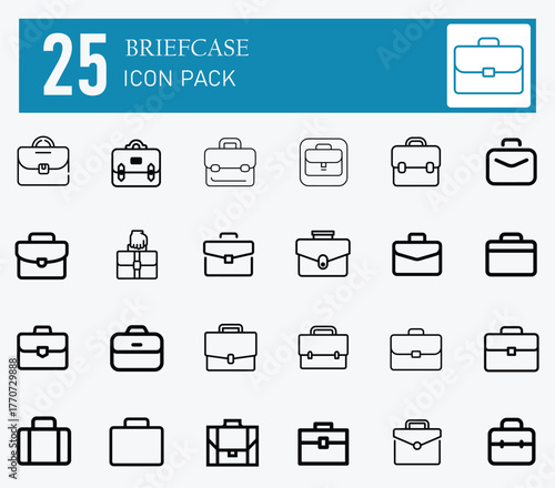Briefcase and suitcase line icon pack