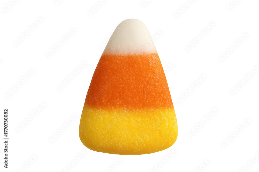 Fototapeta premium Candy corn displaying traditional yellow, orange, and white colors, a classic sweet confection for halloween, on transparent background