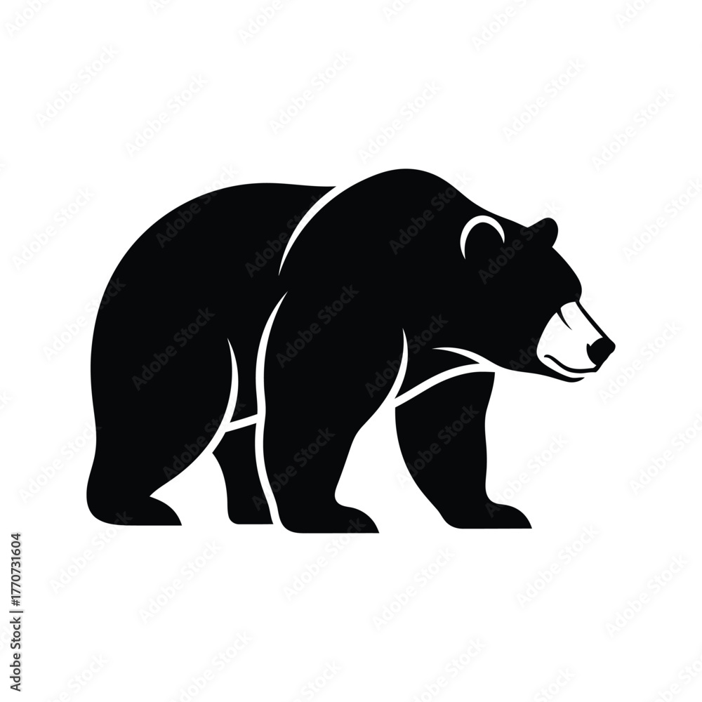 Fototapeta premium Bear walking side view silhouette animal wildlife nature mammal forest creature predator
