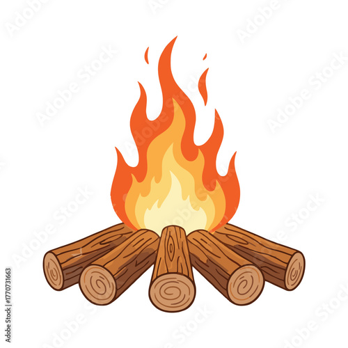 Simple Stylized Campfire Illustration