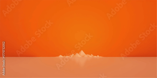 Abstract 3d rendering of a glowing white crystalline structure emerging from a light orange surface against a vibrant orange background