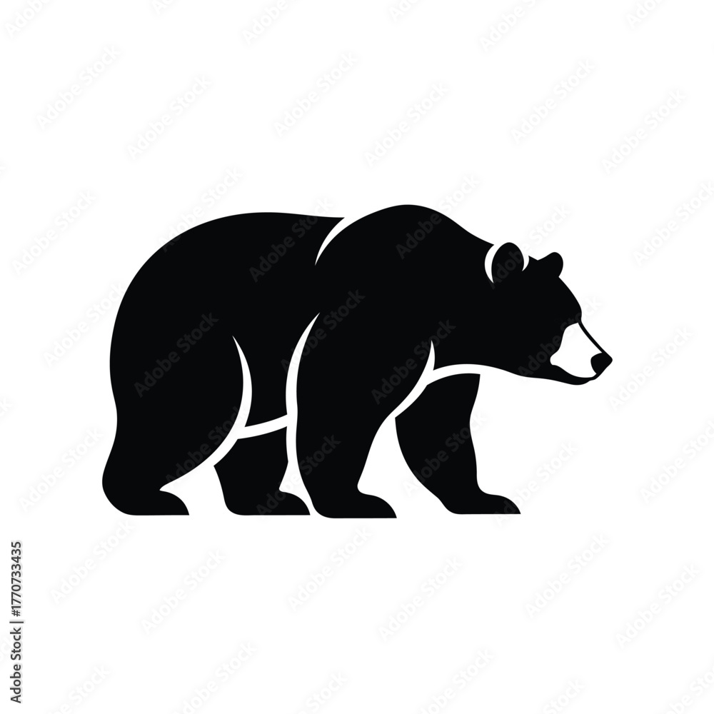 Fototapeta premium Bear silhouette walking in profile view on a representing wildlife and nature