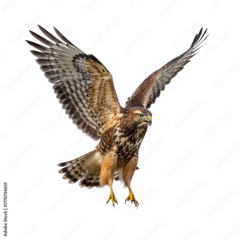 Fototapeta premium Red-shouldered Hawk in Flight, Transparent Background