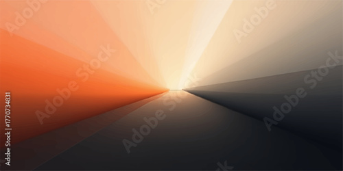 Abstract radial gradient background with warm orange and cool gray tones converging to a bright center light