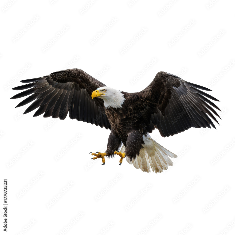 Naklejka premium Majestic Bald Eagle Isolated