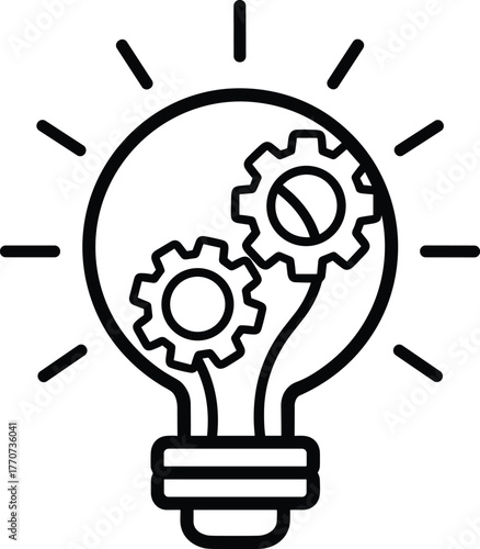 Brain Gear Vector Illustration Depicting Idea Generation Innovation Process Machine Cogwheel Mechanism for Creativity and Engineering