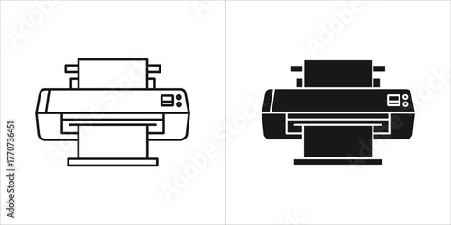Printer icon set, a device that accepts text and graphic output from a computer