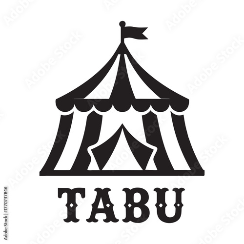 vector flat icon tabu circus tent icon black design on white solid background