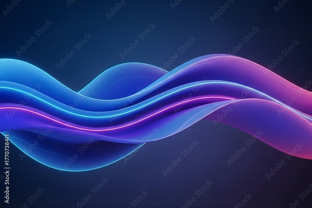 Fototapeta premium Futuristic 3D Wavy Shapes – Neon Windows 11 Style Ultra-Realistic 4K Wallpaper