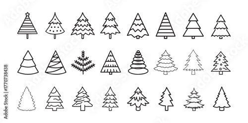 Various Christmas Vector Collection tree silhouette, Christmas outline tree silhouettes
Pine, Fir, and Spruce Holiday Symbol Illustration