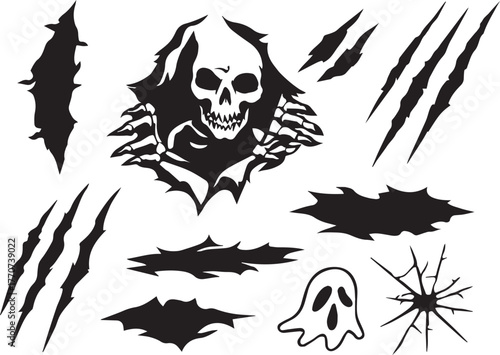 Torn Paper and Claw Marks – Creepy Design Icons

