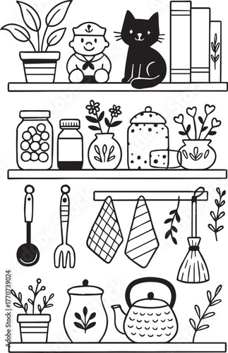 Decorative Shelf Vignettes – Floral Pots and Figurines

