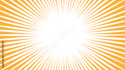 Abstract bright, white background with vivid yellow sunburst rays radiating outward from the center. Dynamic sense of energy, light, and motion And cheerful, optimistic, or comic-style visuals.