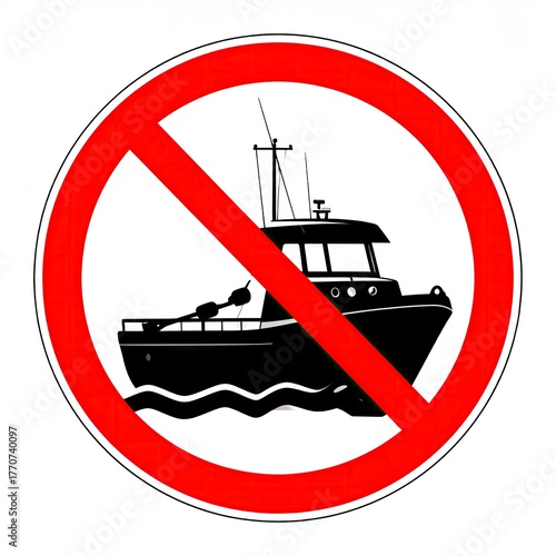 No Boating Allowed - A Clear Prohibition Sign for Watercraft.