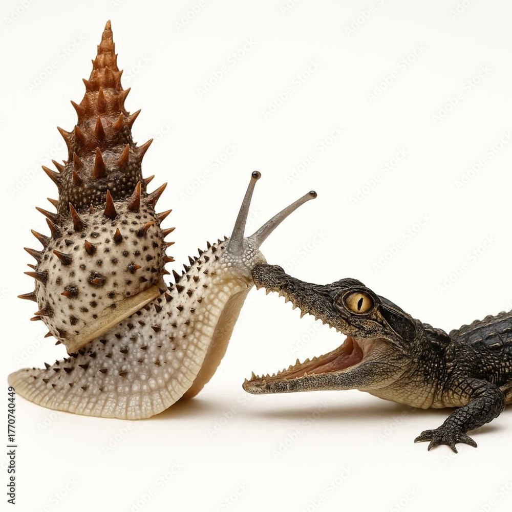 Fototapeta premium Carnivorous Dry land Snailosaurus eating a prey