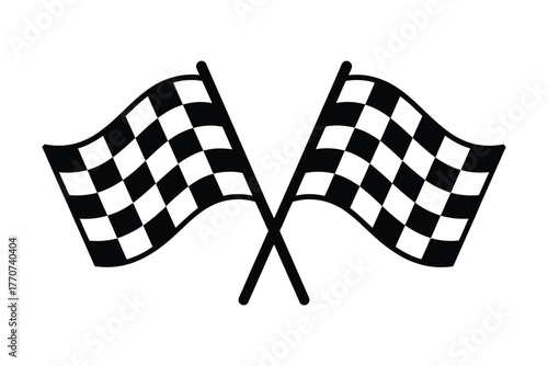 Two crossed checkered flags signaling the finish line