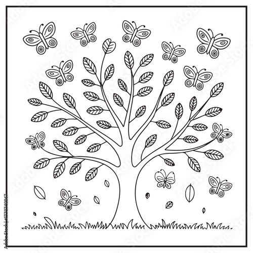 Autumn Trees Coloring Pages